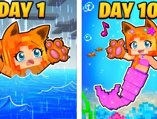 I Survived 100 DAYS as a MERMAID KITTEN in Minecraft!