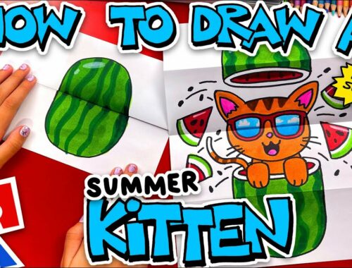 How To Draw A Summer Kitten In A Watermelon