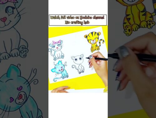 Easy drawing for kids @Rio Crafting Hub #easydrawingforkids #colourdrawing #catdrawing #kittens