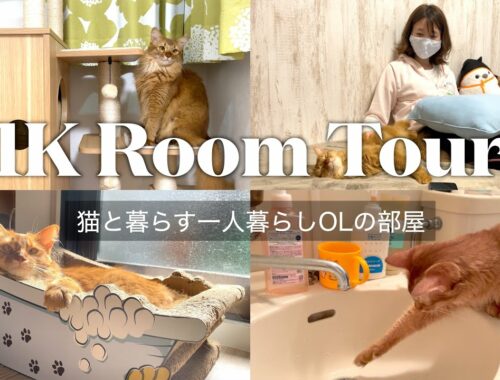 ワンルームで猫を飼う一人暮らし女子のルームツアー/1k room tour with cats