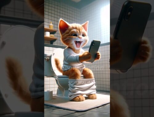 What u do if phone drops in toilet?#cat #cute #kitten #funny #catlover #kitty