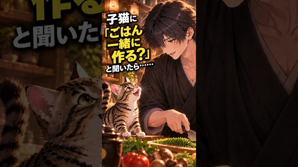 子猫に「ごはん一緒に作る?」と聞いたら……|黒猫と白猫 子猫に「ごはん一緒に作る?」と聞いたら……|黒猫と白猫
